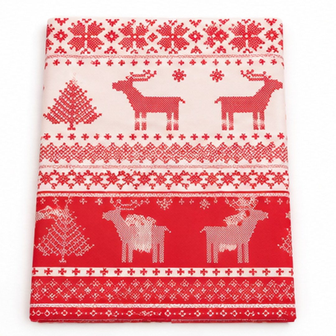 Noël  Cucina & Tavola Nordic Christmas Tablecloth – 138 × 220 cm – Blue or Red