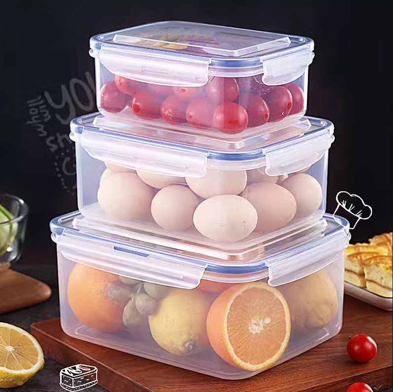 700+1500+2700ml Rectangle 3pcs Food Container Tupperware