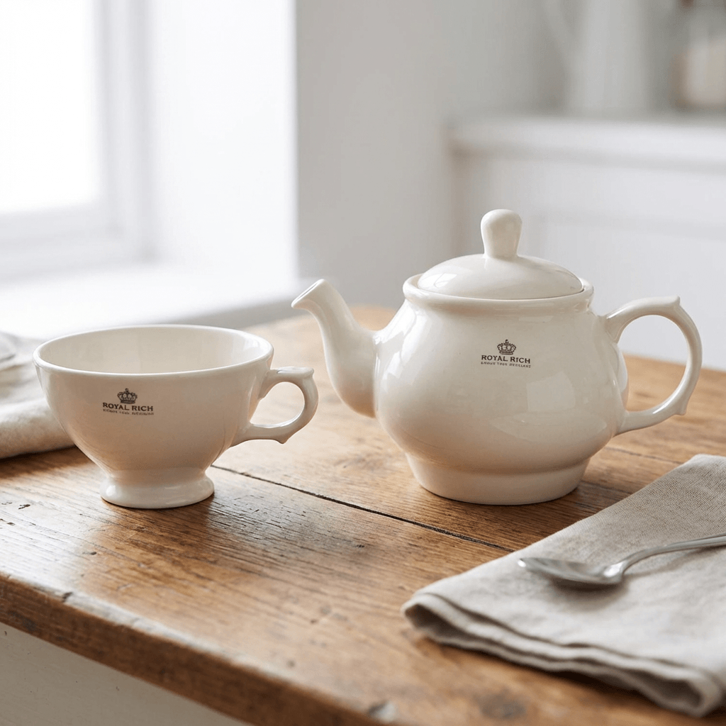 Royal Boch Teapot and mug ivory