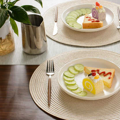 2-Pieces Round Braided Placemats Table Mats for Dining Tables 38cm