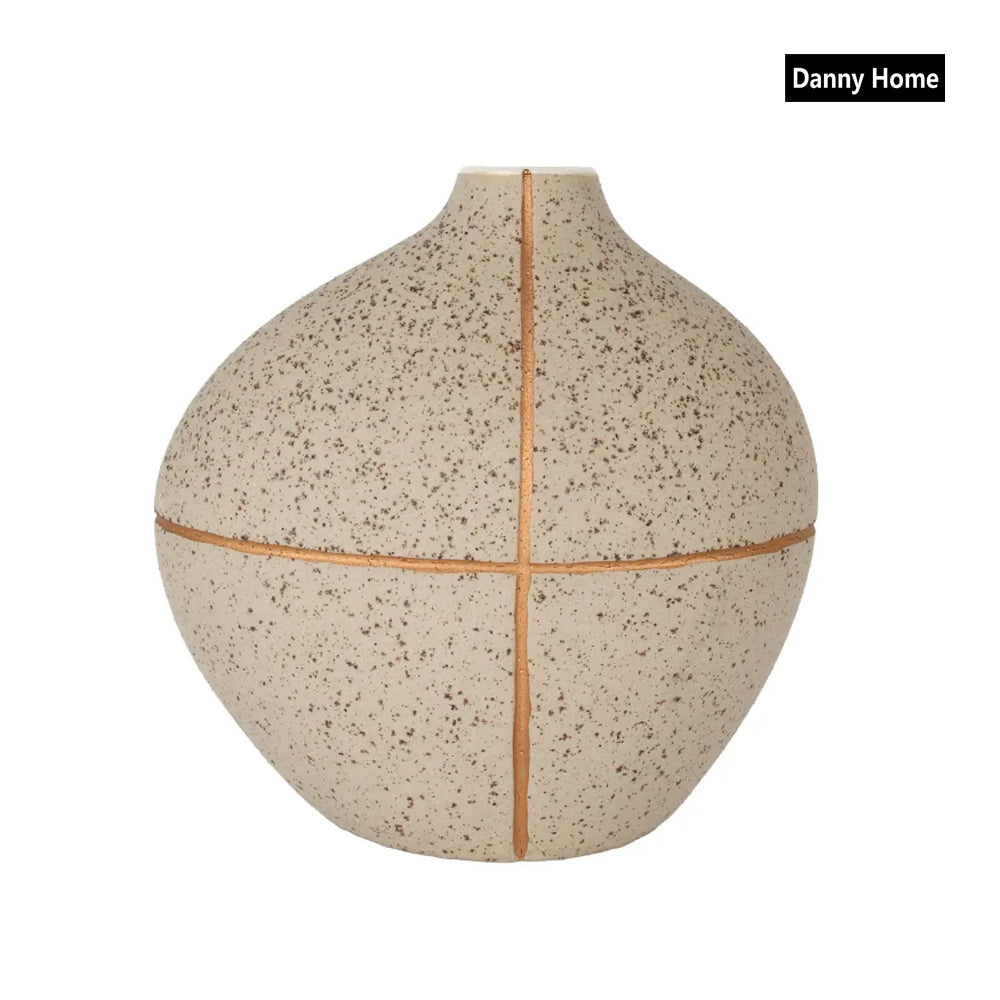 Danny Home Decorative ceramic vase 21.5cm – Beige and Gold
