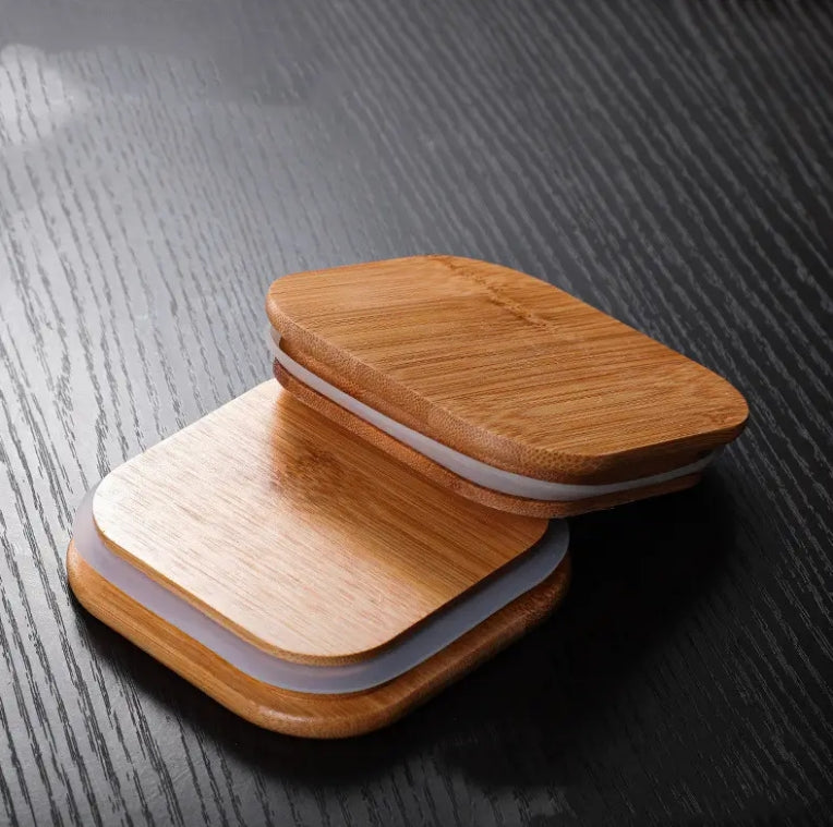 Glass Jar Container with Bamboo Lid + Spoon 270-ml