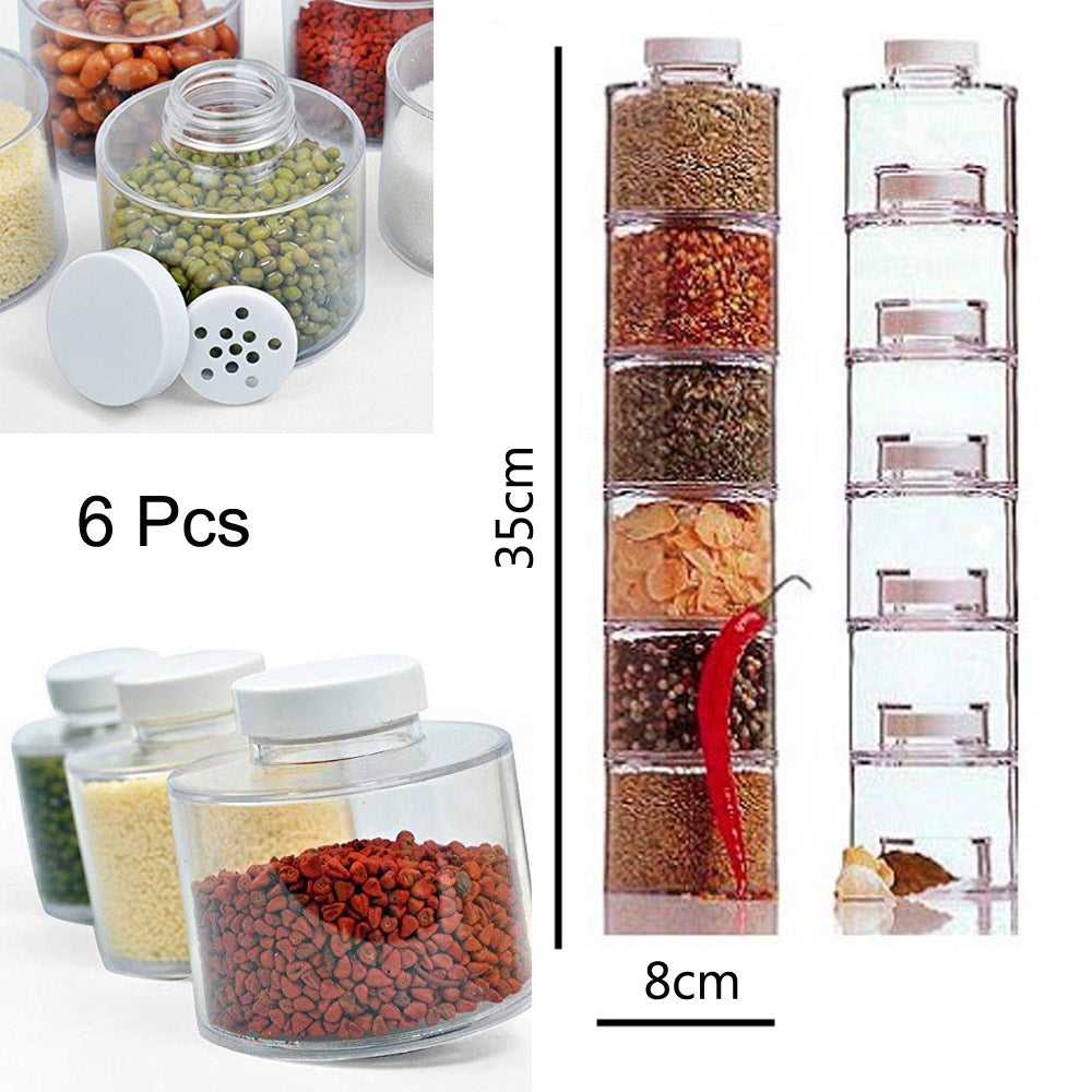 6-Pcs Spices Jar Tower Set