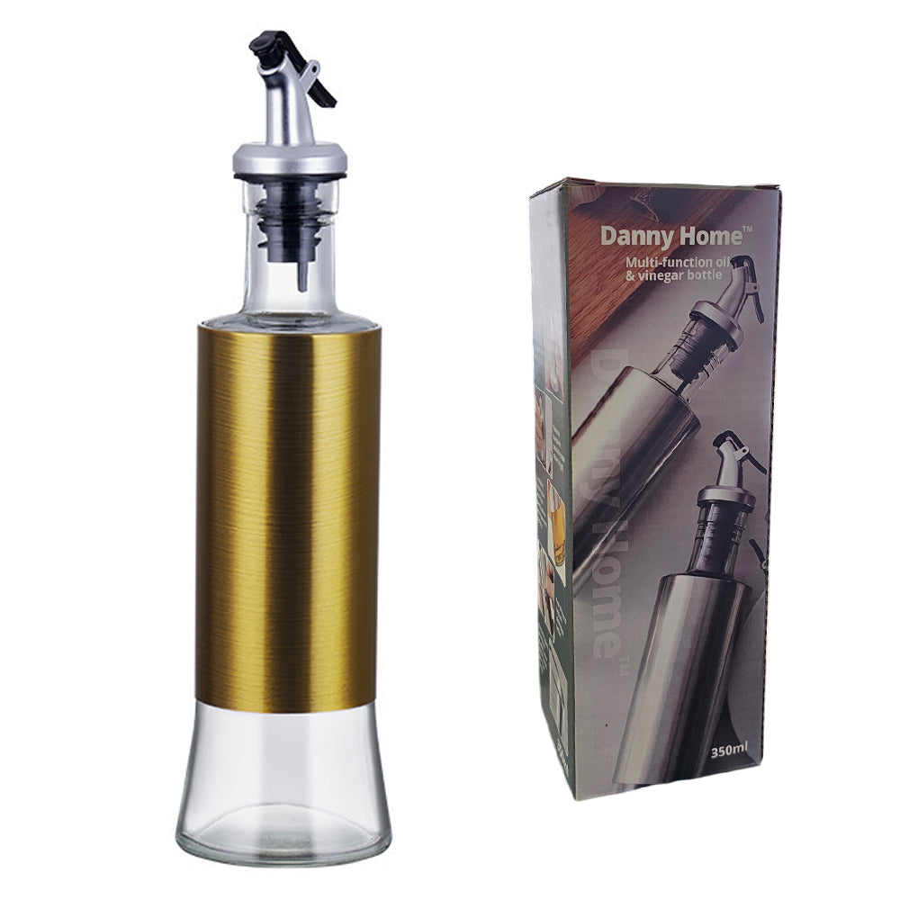 Danny Home Cruet Glass Stainless Steel Cover Oil And Vinegar Dispenser – 350ml – Bronze