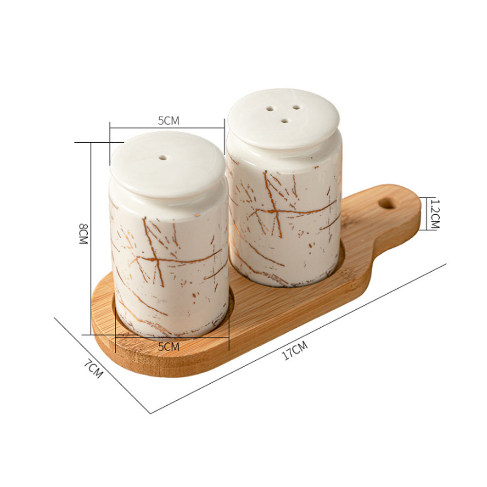 Ceramic Abstract Designed Salt and Pepper Set of 2