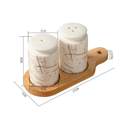 Ceramic Abstract Designed Salt and Pepper Set of 2