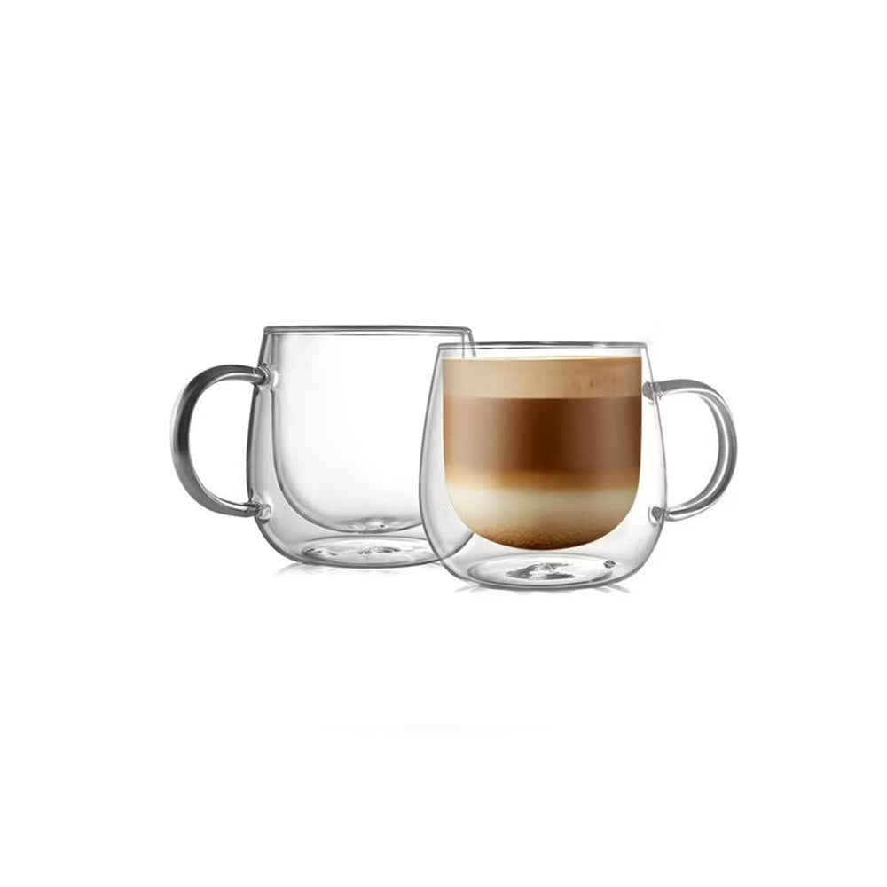 80ml  2-Pcs Danny Home Double Walled Espresso Glasses With Handle Set