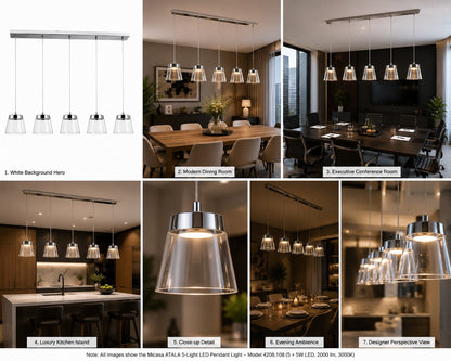 ATALA 5-Light LED Pendant Light – Chrome & Clear Glass