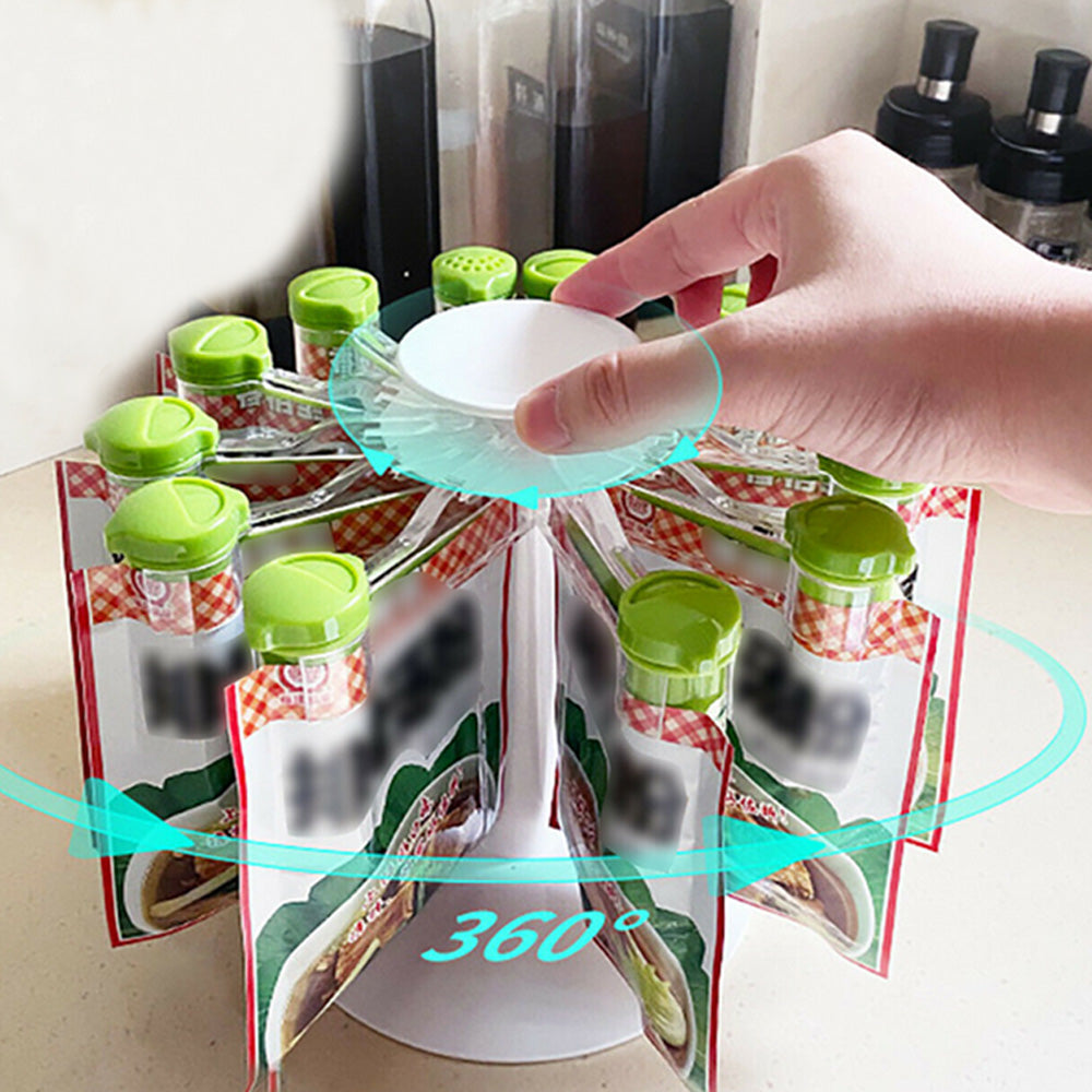 Rotating Spice Organizer Gripper Condiment Clips