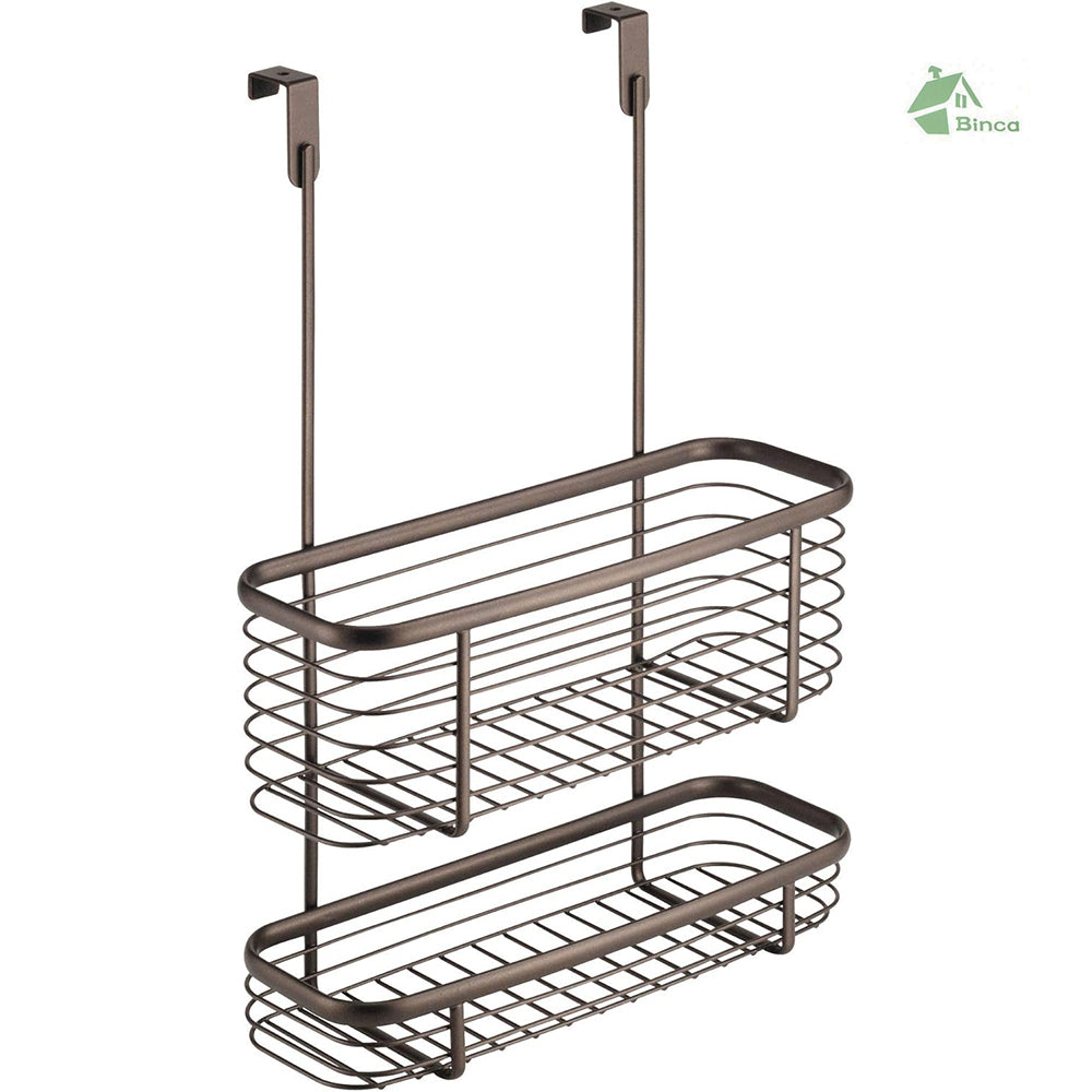 Binca 2-Tier Over Door Kitchen Storage Organizer Basket – Black