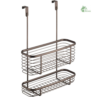 Binca 2-Tier Over Door Kitchen Storage Organizer Basket – Black