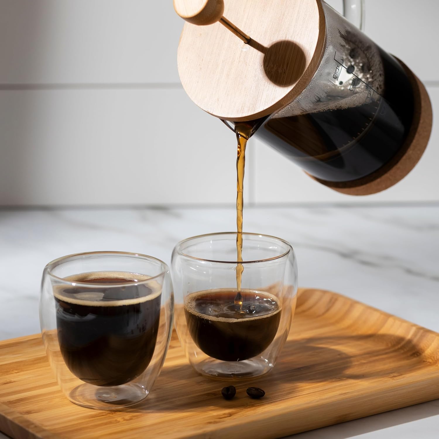 6-Pcs Double Wall Borosilicate Glass Espresso Cup Set Heat-resistant 80ml