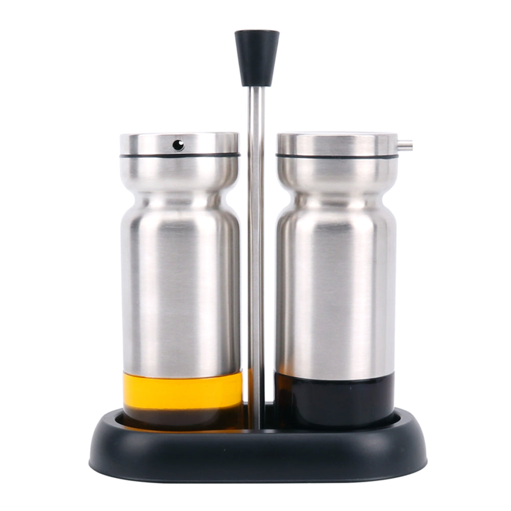 2-Pieces Stainless Steel Vinegar & Olive Oil Dispenser With Stand