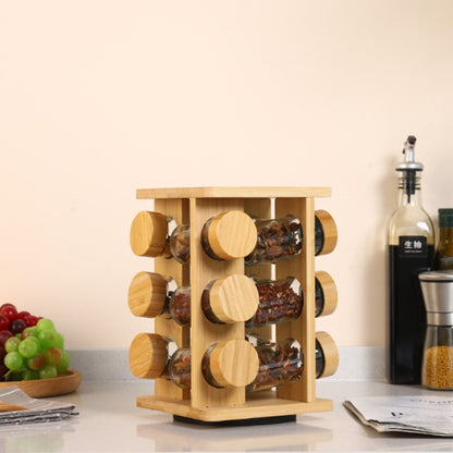 12 Glass Jars Rotating Wood Cylindrical Space Carousel (D19 x H23)cm