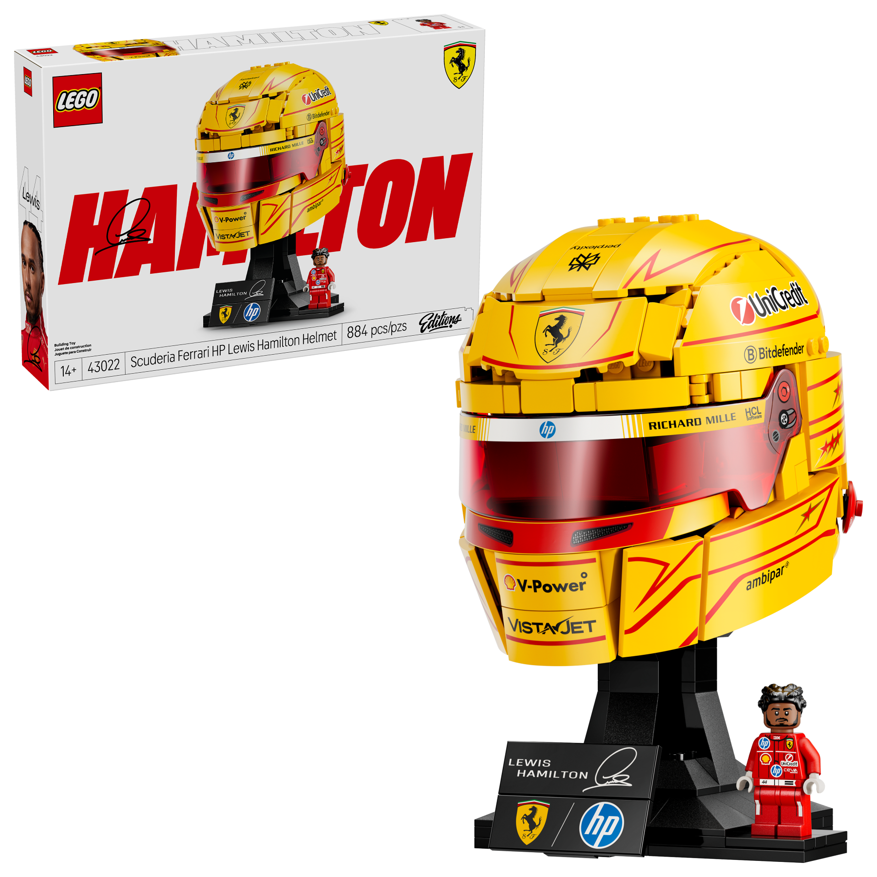 LEGO Editions Scuderia Ferrari HP Lewis Hamilton Helmet LEGO Display Model Set