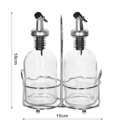 Danny Home 2-Pcs Oil &Vinegar Dispenser Glass Bottle With Stand