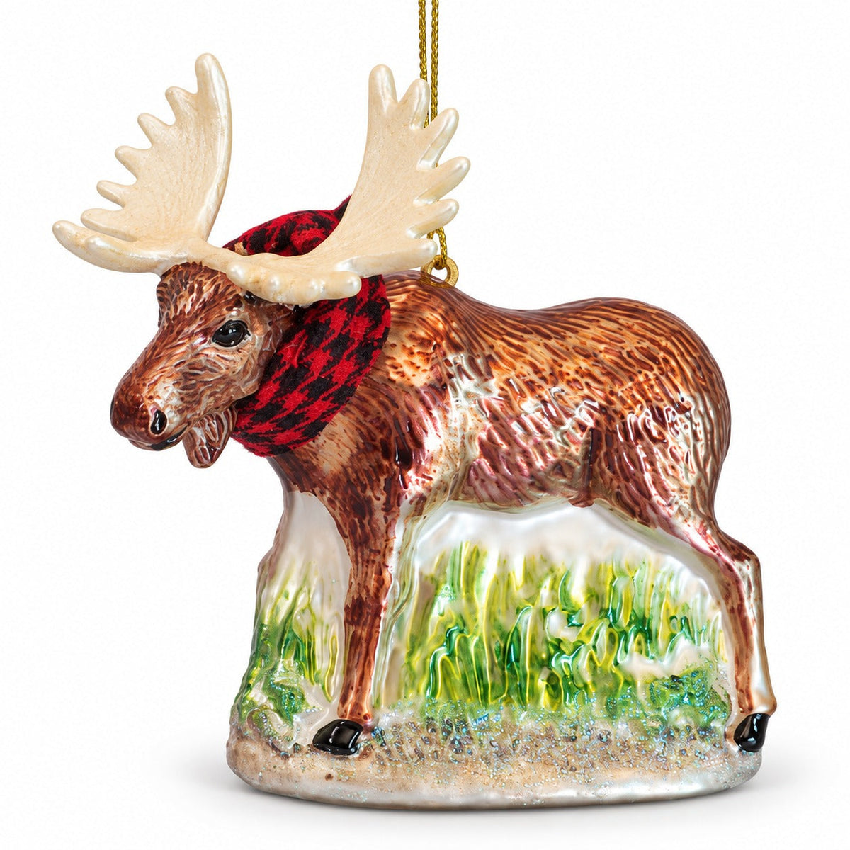 Alpine Lodge Glass Moose Christmas Hanging Ornament