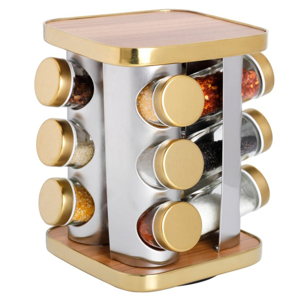 Square JARS Spice Rack Stand Carousel Rotating