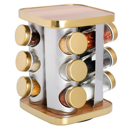 Square JARS Spice Rack Stand Carousel Rotating