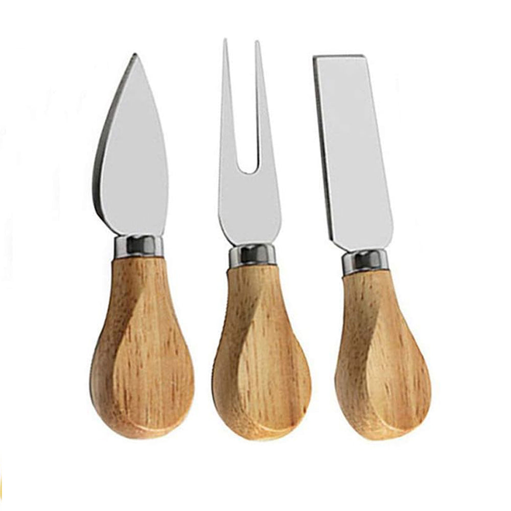 3-Pieces Wood Handle Cheese Knives Set