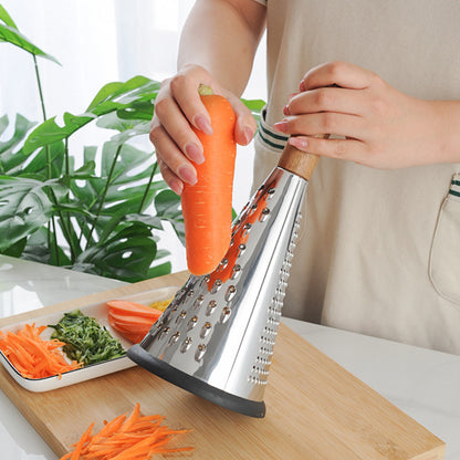 Wooden Handle Stainless Steel Grater Cone Shaped