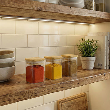 Clear Borosilicate Glass Storage Jar With Bamboo Lid 220-ml #XZ-F0001