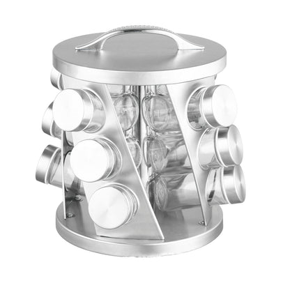 Stainless Steel 85ml 12 Glass Jars Carousel With Handle