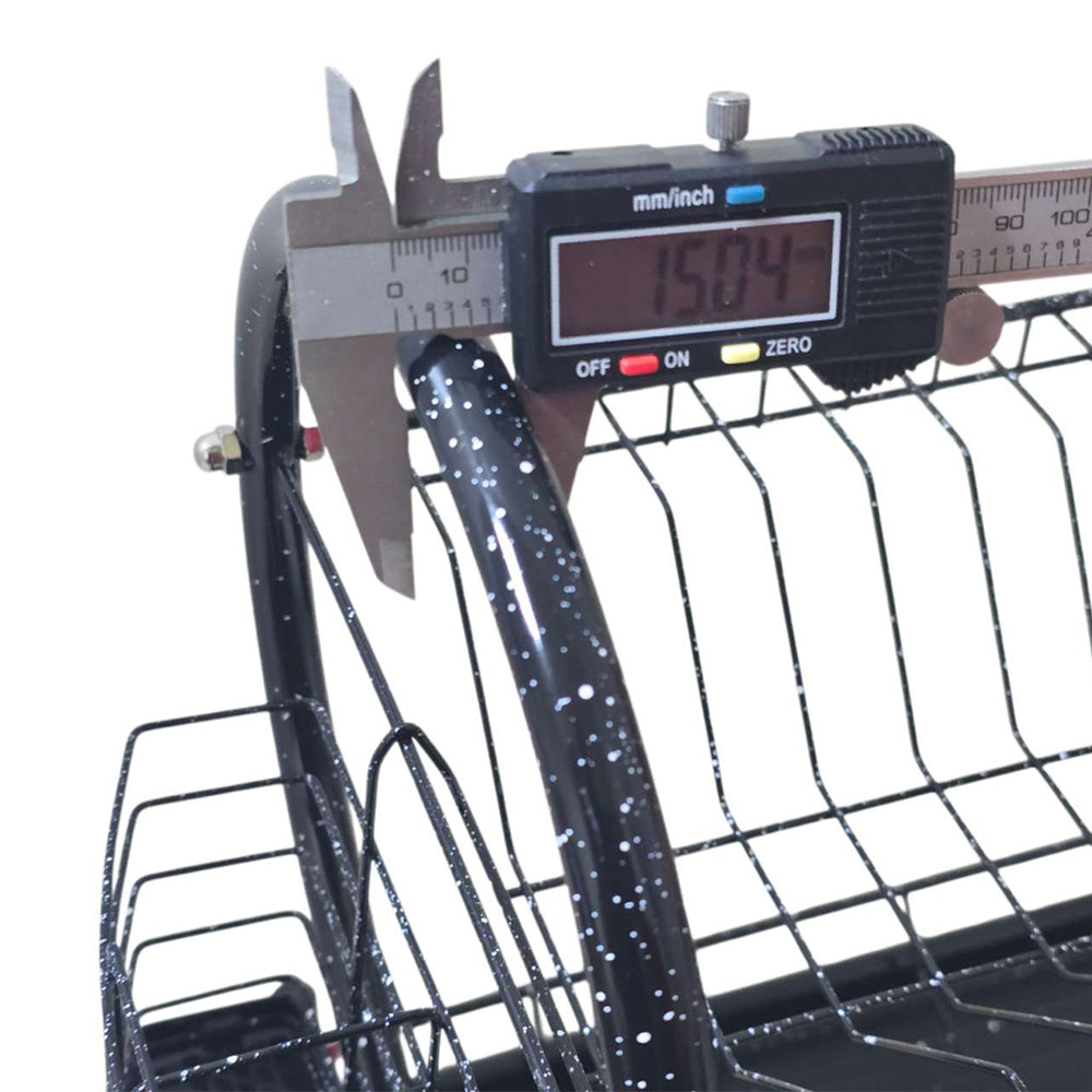 2-Tier Dish Drainer Rack with Cup Stand & Utensil Holder 55cm – ( Black Granite color )