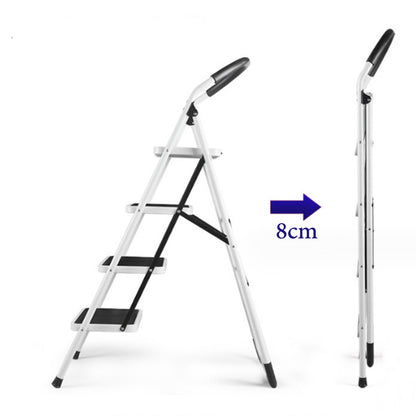 Metal Folding Ladder Handgrip Anti-Slip and Wide Pedal-White