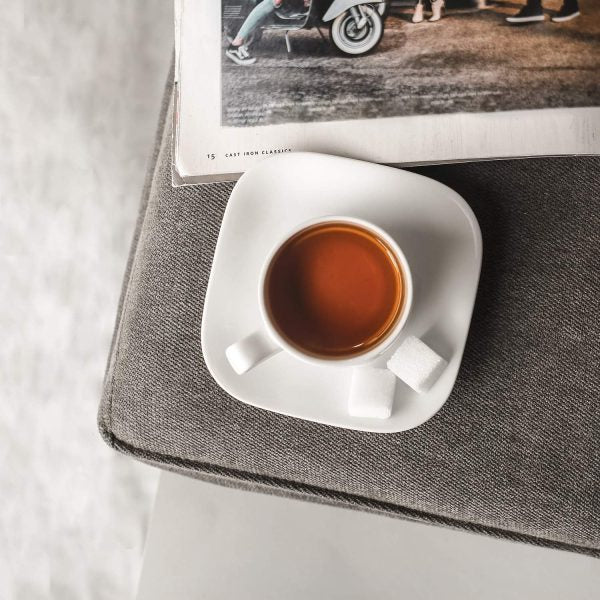 Porcelain Espresso Cups with Square Saucers