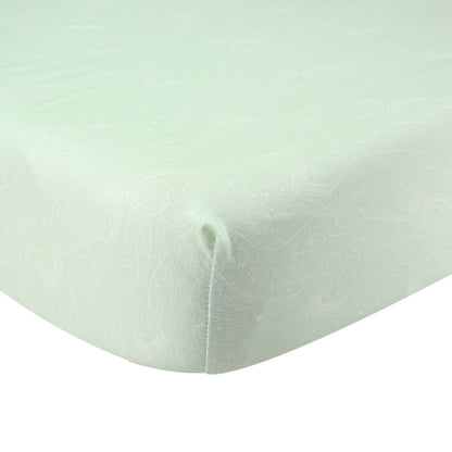 Baby fitted sheet - Sea green with ocean patterns