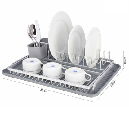 Binca Aluminum Lux Dish Drying Rack with Cutlery Holder and Drip Tray