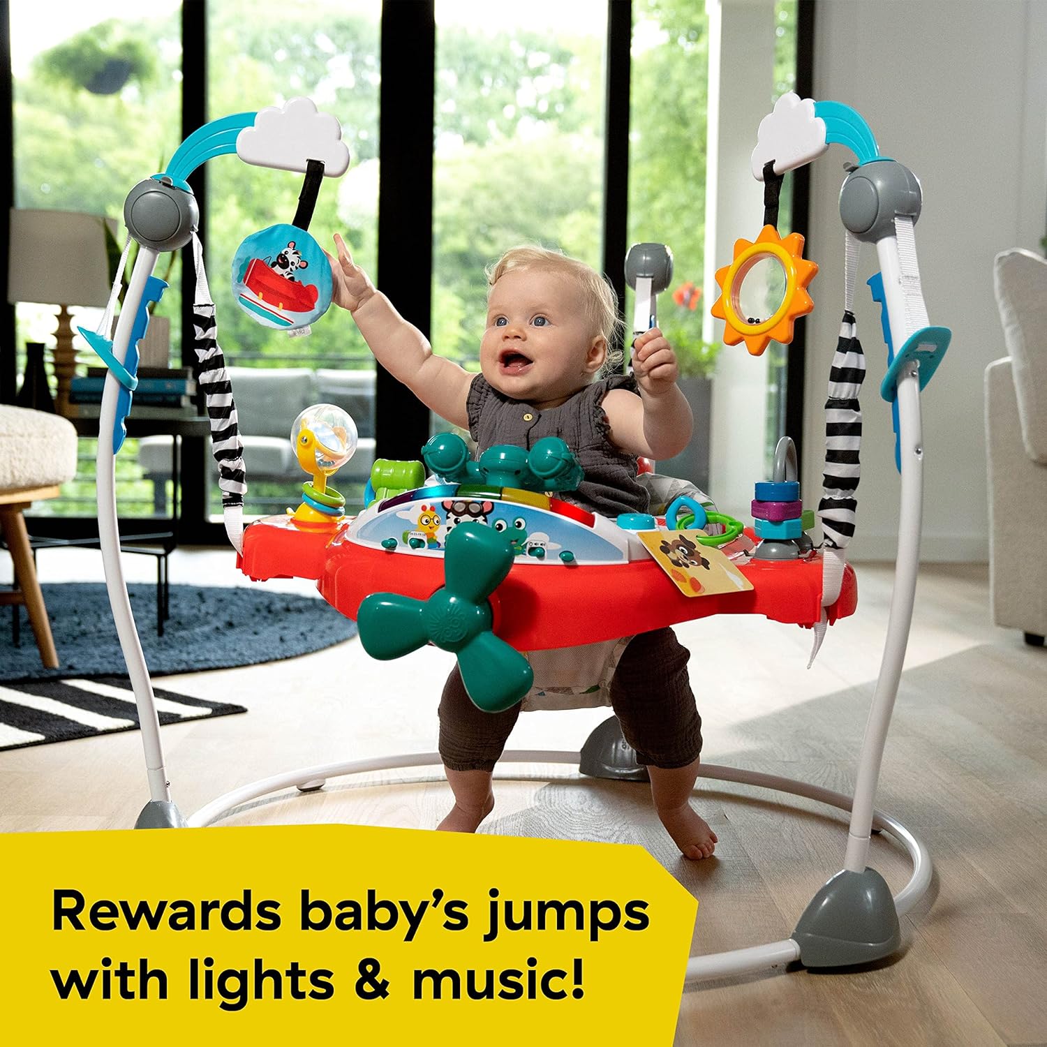 Ocean Explorers Airplane Adventure 2-in-1 Interactive Activity Jumper with Lights