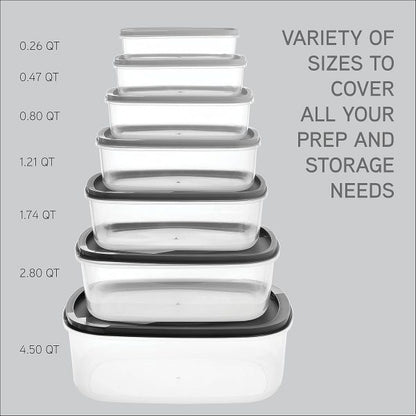 7-Pieces Food Storage Containers with Lids, Easy-Find Nesting Plastic Containers