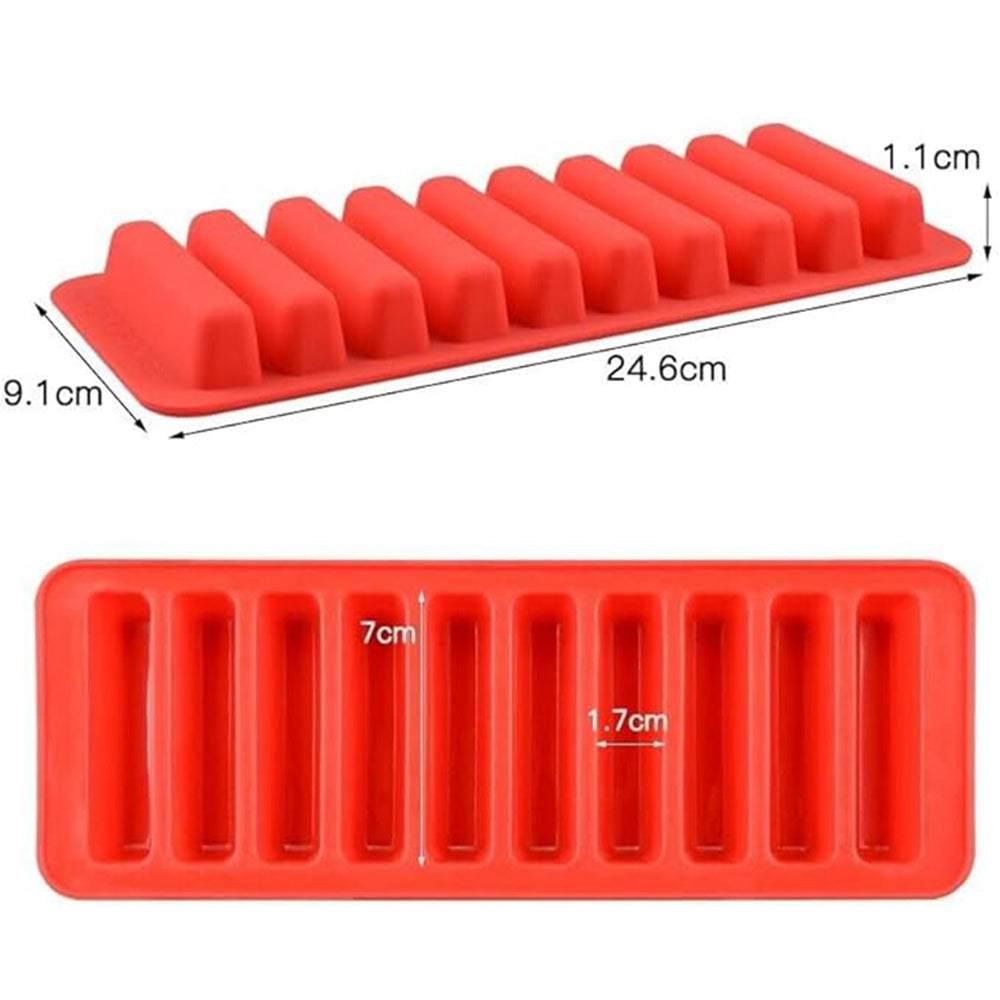 Silicone Cylinder Ice Cube Tray & Stick Bar Biscuit Chocolate Baking ( Random Color )