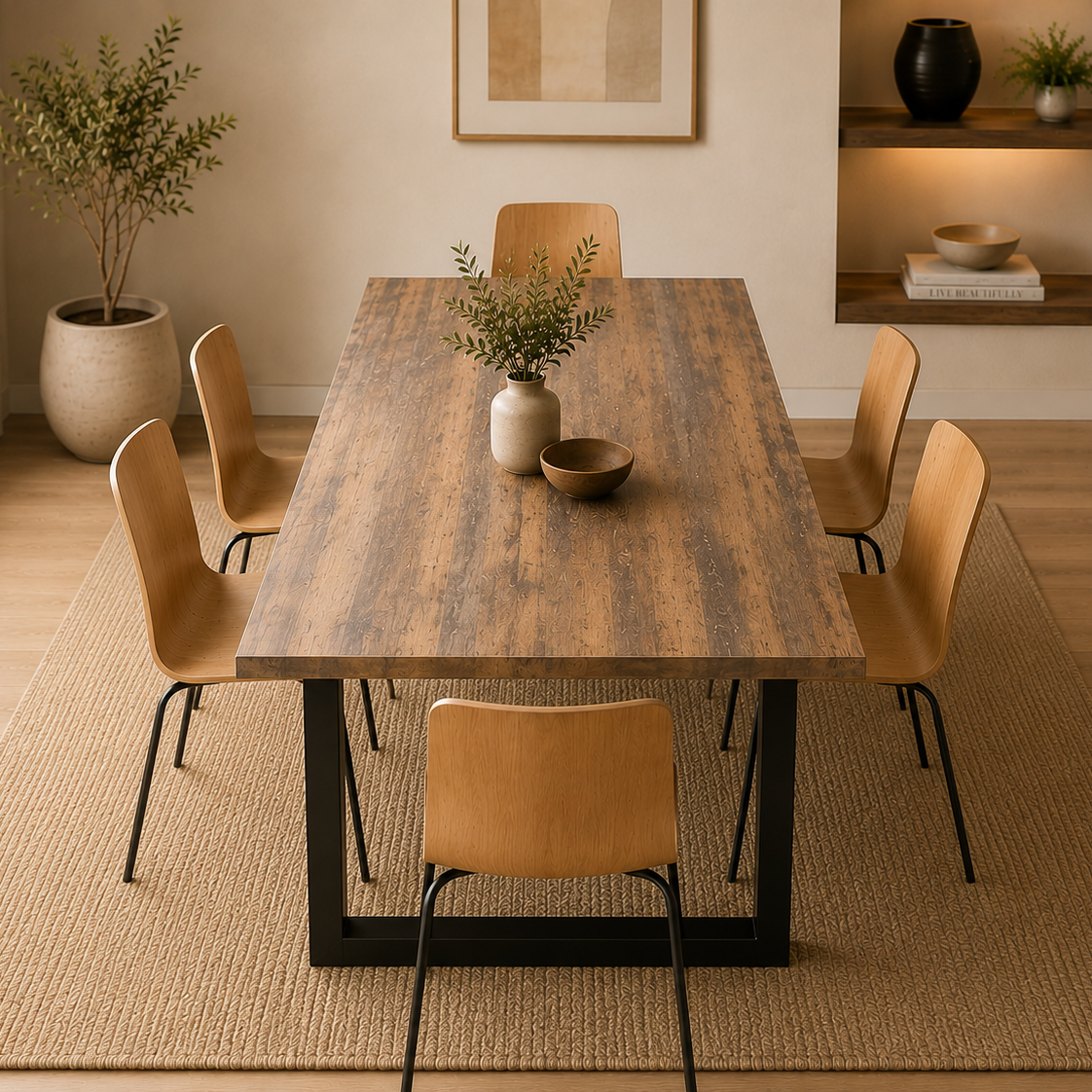U-Gestell MDF Scratch-Resistant Dining Table with Metal Legs