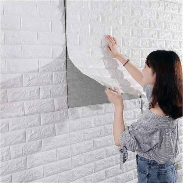 Brick,3D Foam Wall Sticker White977 x 70 x 0.6 cm)