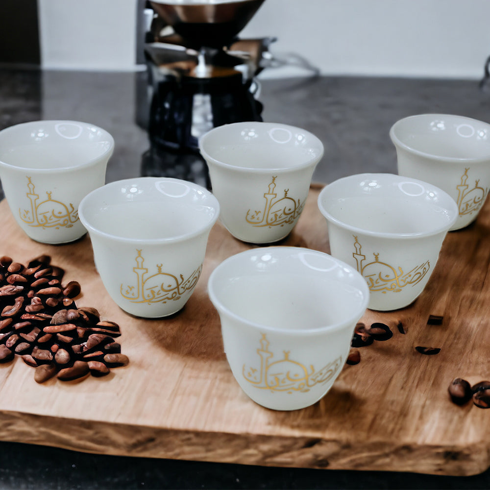 Ramadan Mubarak, 6-Pieces Ceramic Coffee Cup Set