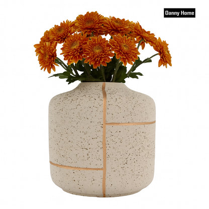 Danny Home Decorative ceramic vase 18cm – Beige and Gold