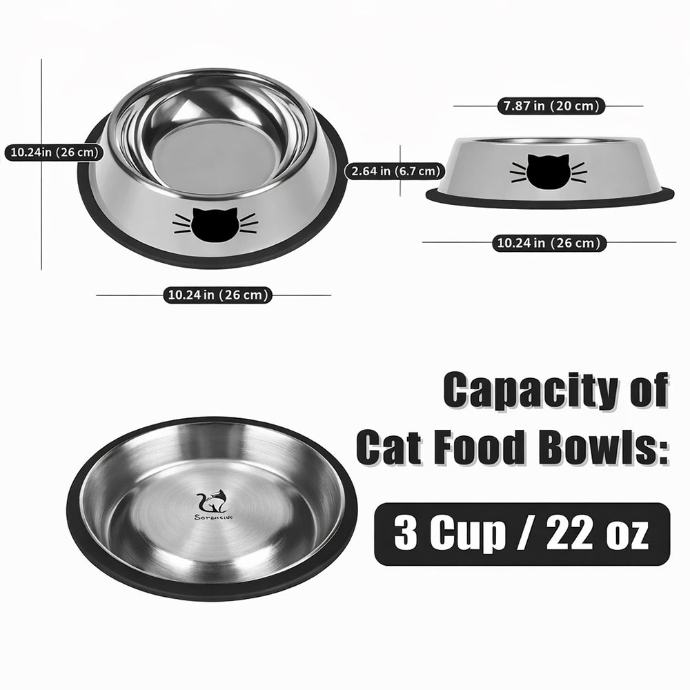 26cm Non-Slip Stainless Steel Cat Bowls