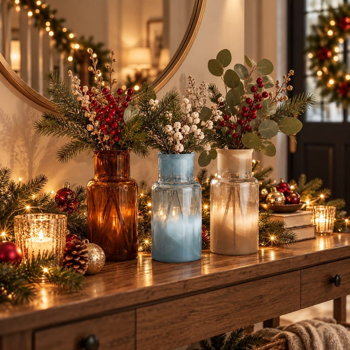 Mica Gracia Christmas Vase in Blue, Brown or  Beige