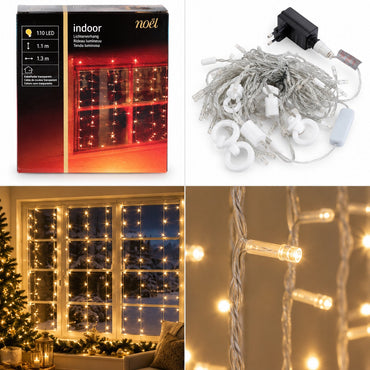 Noël Indoor LED Curtain Lights – 110 Warm White LEDs