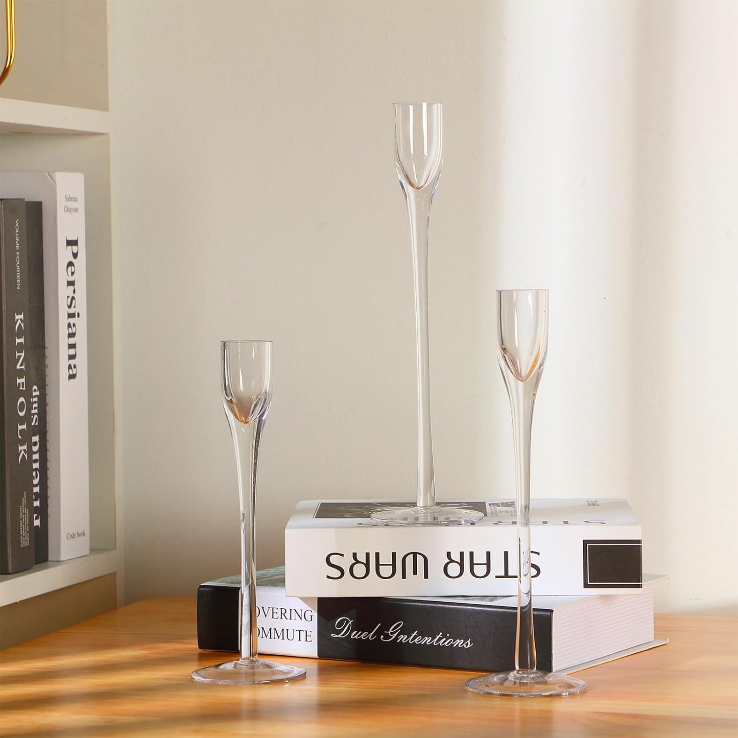 Danny Home Premium Clear Glass Candlestick Holders