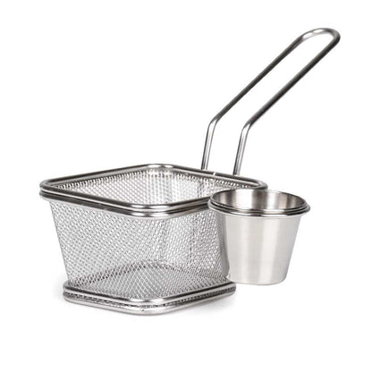 Stainless Steel Fries Basket With Sauce Bowl