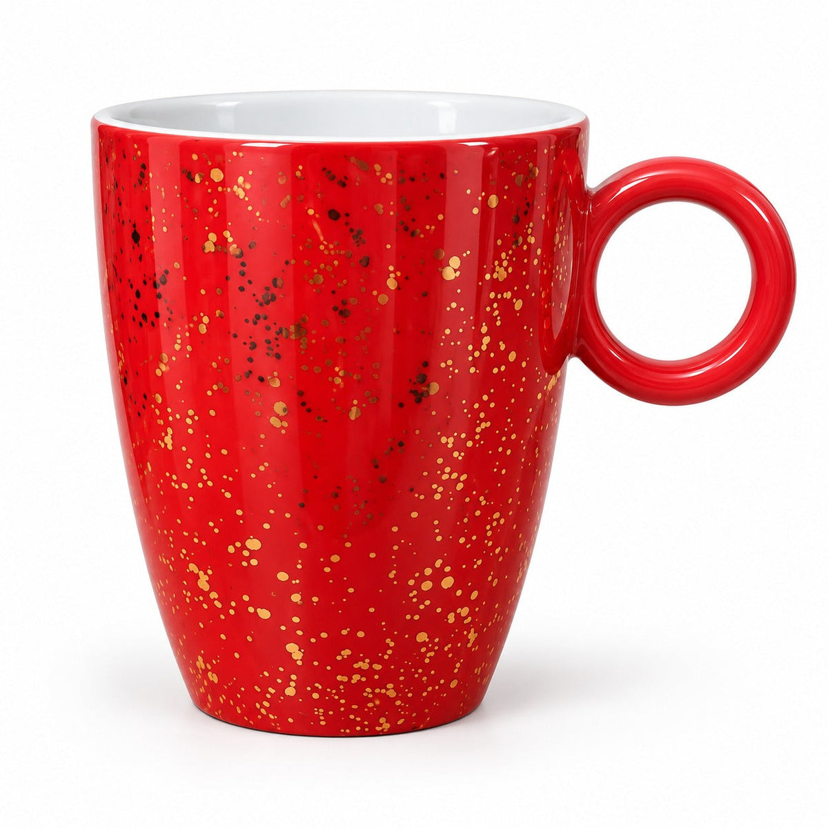 Red & Gold Speckled Ceramic Christmas Mug – Festive Hot Drink Cup