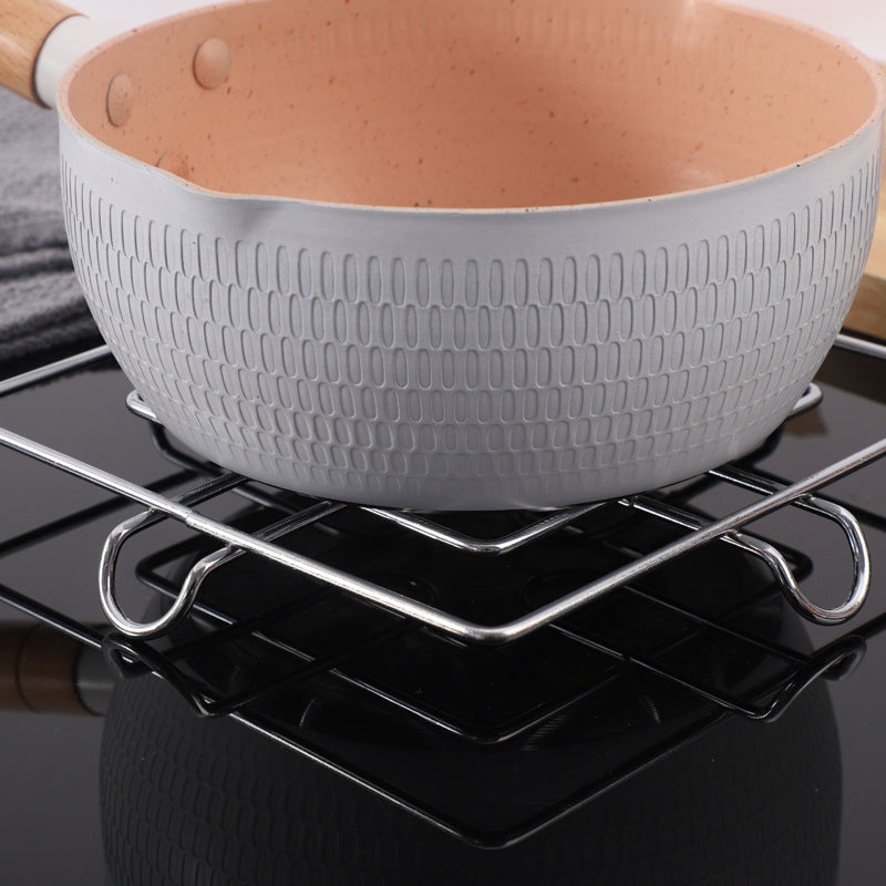18-cm Stainless Steel Square Kitchen Hot Pot Stand with Handle Heat Resistance Stand
