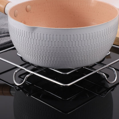 18-cm Stainless Steel Square Kitchen Hot Pot Stand with Handle Heat Resistance Stand