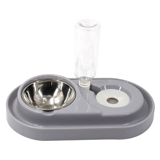 Double Pet Bowls with Automatic Water Dispenser