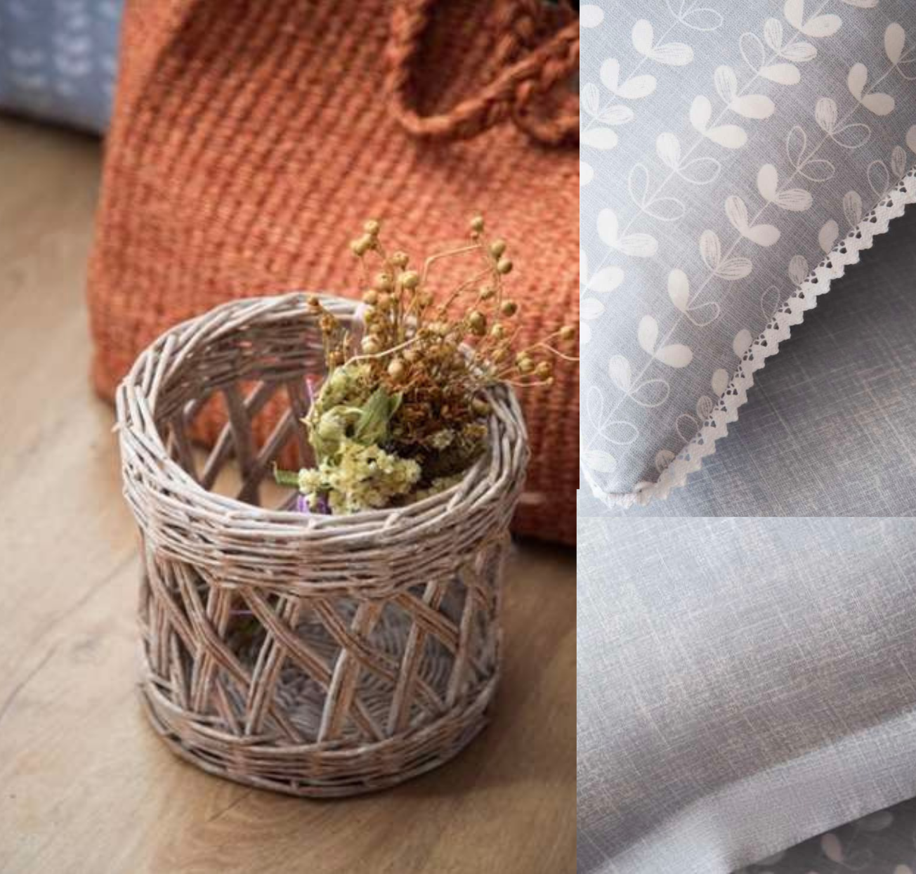 DOUBLE CREPE DUVET COVER SET NANCY GREY