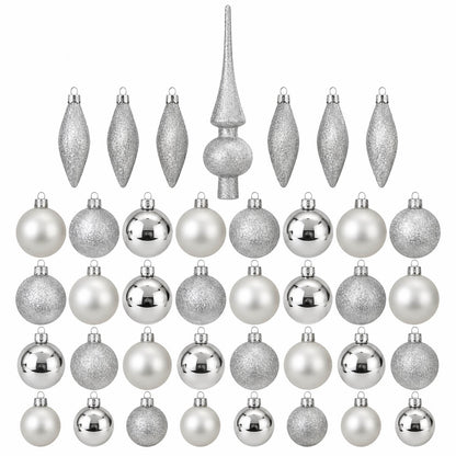 Micasa 39-Piece Glass Christmas Ornament Set – Silver & White
